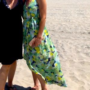 High-low faux wrap dress